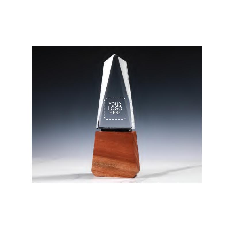 98*270*40mm Crystal and wood Award With Logo